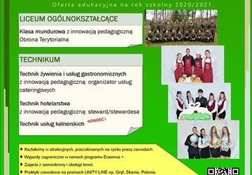 Oferta edukacyjna na rok szkolny 2020/2021 ZSZ w Pustkowie-Osiedlu